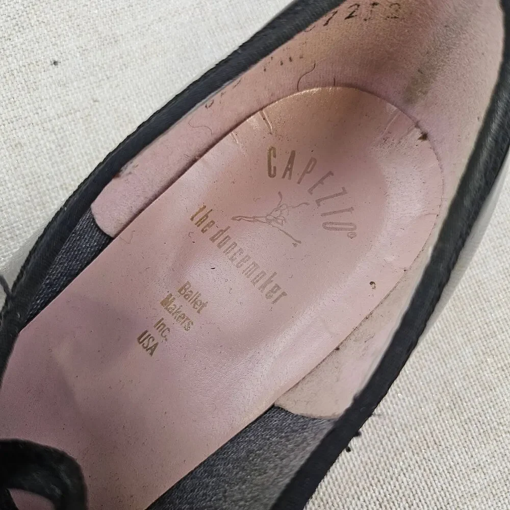 Vintage Capezio Tap Shoes Mary Jane Black Patent‎ Finish Dancewear 3800 Kids 3.5